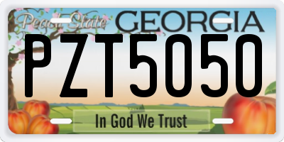 GA license plate PZT5050