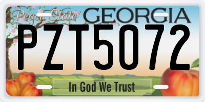 GA license plate PZT5072