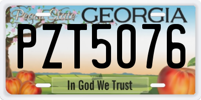 GA license plate PZT5076