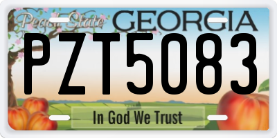 GA license plate PZT5083