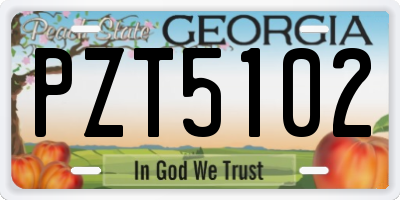 GA license plate PZT5102