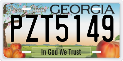 GA license plate PZT5149