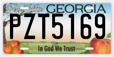 GA license plate PZT5169