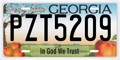 GA license plate PZT5209