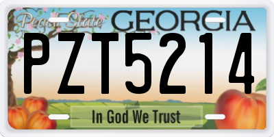 GA license plate PZT5214