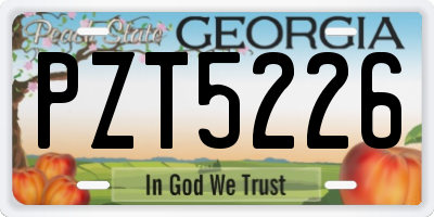 GA license plate PZT5226