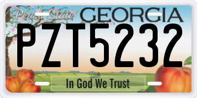 GA license plate PZT5232