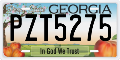 GA license plate PZT5275
