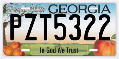 GA license plate PZT5322