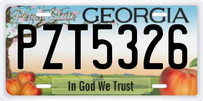 GA license plate PZT5326