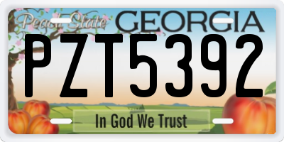 GA license plate PZT5392
