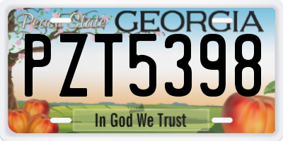 GA license plate PZT5398