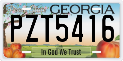 GA license plate PZT5416