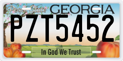 GA license plate PZT5452