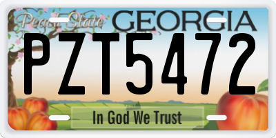 GA license plate PZT5472