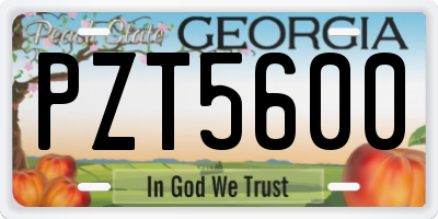 GA license plate PZT5600