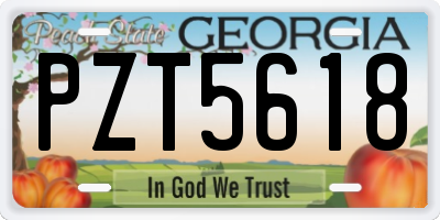 GA license plate PZT5618