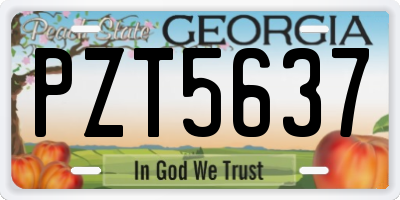 GA license plate PZT5637