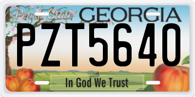 GA license plate PZT5640