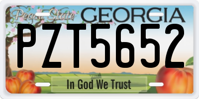 GA license plate PZT5652