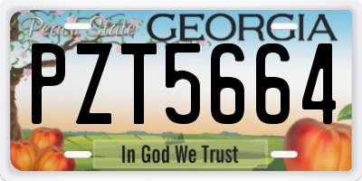 GA license plate PZT5664