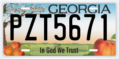GA license plate PZT5671
