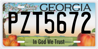 GA license plate PZT5672