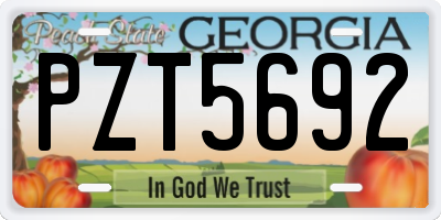 GA license plate PZT5692