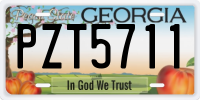 GA license plate PZT5711