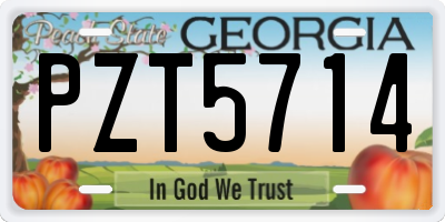 GA license plate PZT5714