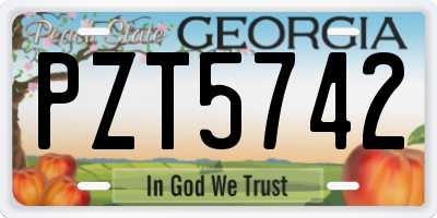 GA license plate PZT5742
