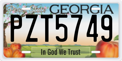 GA license plate PZT5749