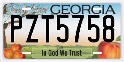 GA license plate PZT5758