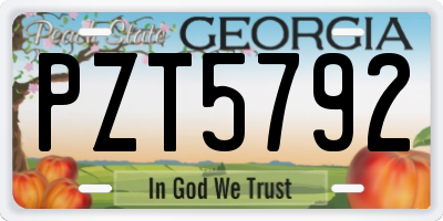 GA license plate PZT5792