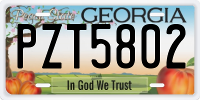 GA license plate PZT5802
