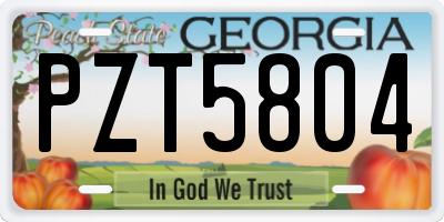GA license plate PZT5804