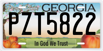 GA license plate PZT5822