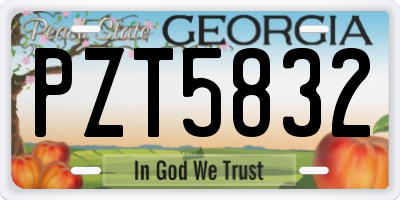 GA license plate PZT5832