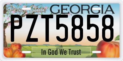 GA license plate PZT5858