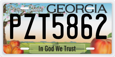 GA license plate PZT5862