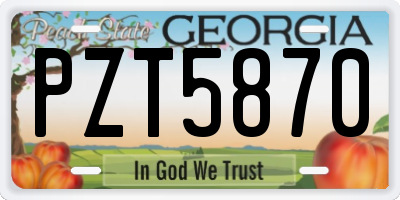 GA license plate PZT5870