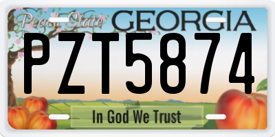 GA license plate PZT5874