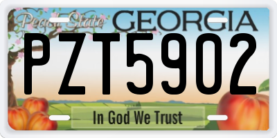 GA license plate PZT5902