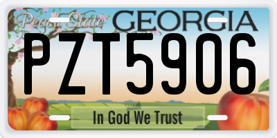 GA license plate PZT5906