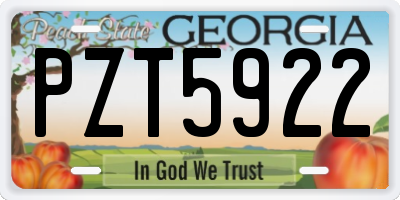GA license plate PZT5922