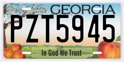 GA license plate PZT5945