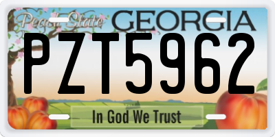 GA license plate PZT5962