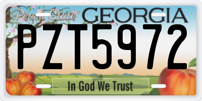 GA license plate PZT5972
