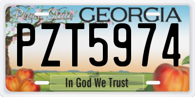 GA license plate PZT5974