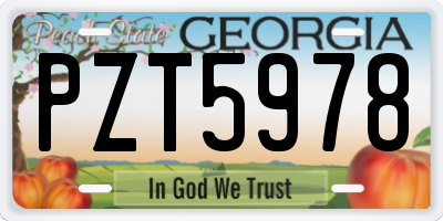 GA license plate PZT5978